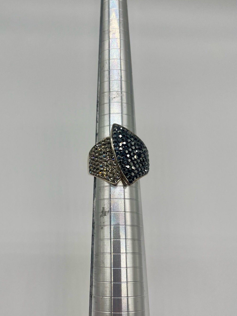 JCM brass Two-Tone black diamond CZ ring size 8